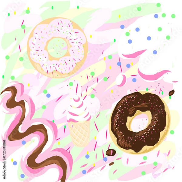 Obraz seamless background with donuts