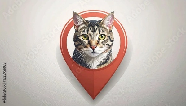 Obraz Cat depicted in a location pin