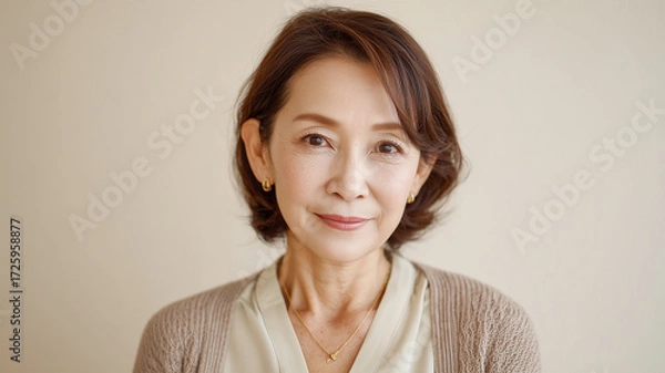 Fototapeta 女性が上品にほほえむシニア肖像