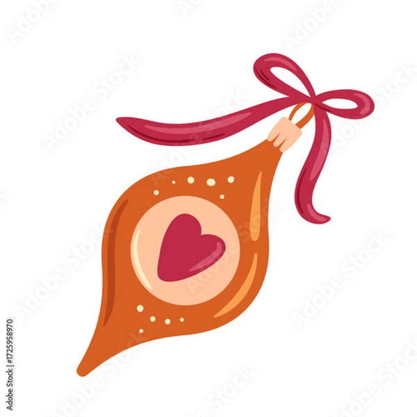 Fototapeta A vibrant holiday Christmas ornament featuring a charming heart design motif, adorned with intricate patterns and bright colors, perfect for adding a festive touch to any celebration.