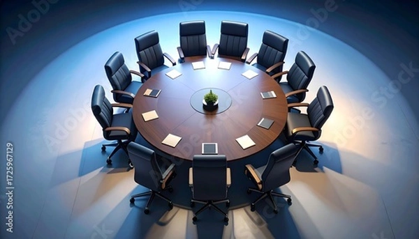 Fototapeta Empty board room ready for a meeting, corporate boardroom, conference table setup