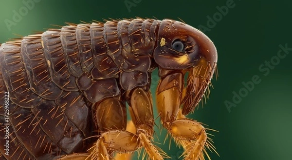 Fototapeta Extreme close-up of a flea showing detailed anatomy and adaptations for parasitism