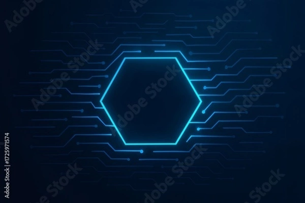 Fototapeta Digital hexagon connecting lines forming abstract circuit pattern