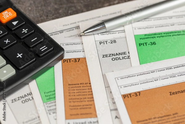 Fototapeta Completing the tax return called PIT. Annual tax settlement in Poland.