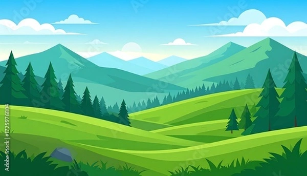 Obraz Peaceful mountain valley scene