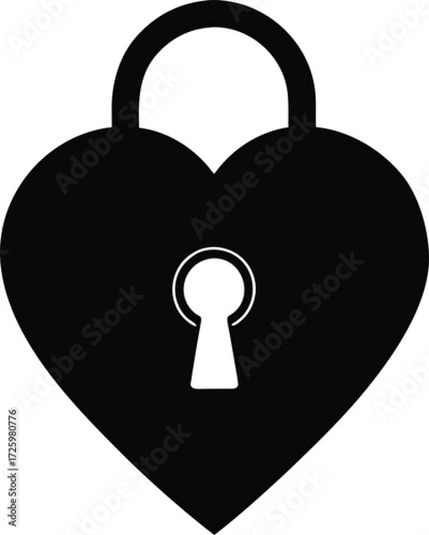 Obraz Pink Heart Lock with Keyhole Center on Transparent Background