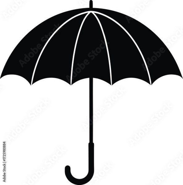 Obraz Red Umbrella Curved Handle Transparent Background