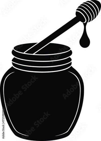 Obraz Yellow Honey Jar with Dipper Transparent Background