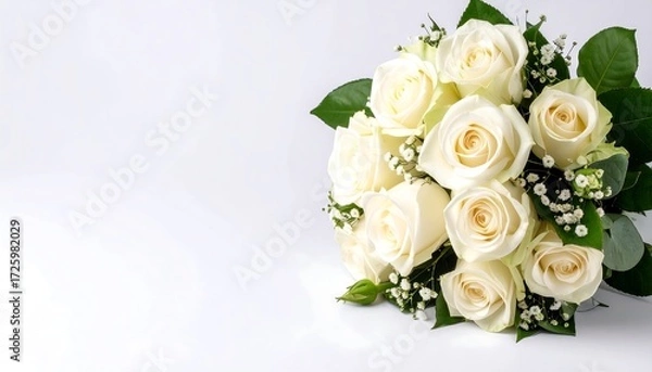 Obraz White rose bouquet against a white background