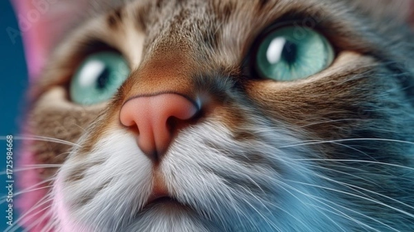 Fototapeta Closeup of a Cat's Green Eyes and Nose