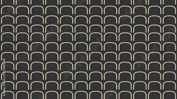 Obraz Pattern of white arches with small blue dots on a dark background creating a uniform arrangement