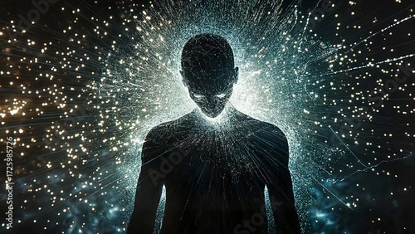 Fototapeta Medium in Trance During Séance,  C spiritual retreat campaigns, conceptual editorial illustration, : paranormal documentaries, horror film visuals, mystical branding, 