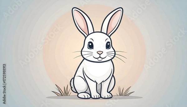 Obraz Cute white rabbit illustration