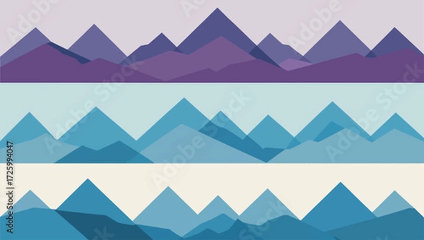 Fototapeta Abstract geometric mountain range landscape in cool tones