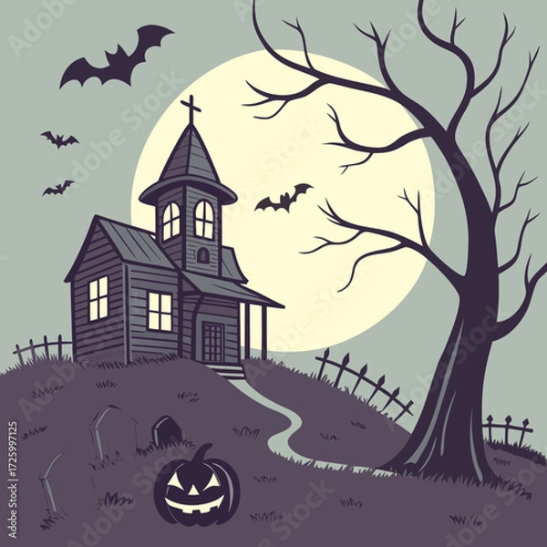 Fototapeta halloween background with haunted house and with trees