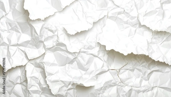 Obraz Crumpled white paper background with torn edges, casting soft shadows
