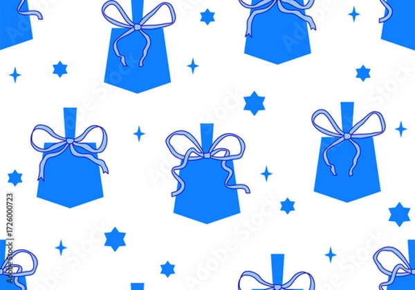 Fototapeta Dreidel seamless banner. Spinning Dreidel Pattern. Hanukkah Dreidels Seamless Pattern