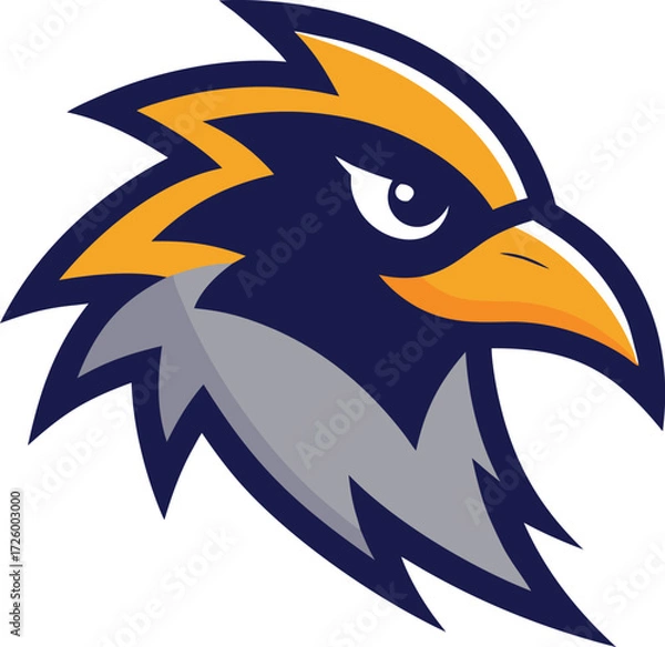 Fototapeta Aggressive bird head mascot logo vector illustration scalable eps icon for sports and teams isolated on transparent background