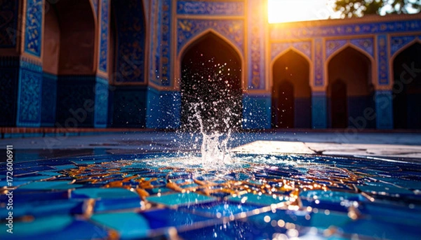 Fototapeta Islamic Mosaic Tile Geometry . Religion concept. Generated Image