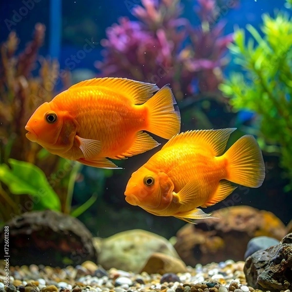 Obraz Two orange fish in an aquarium