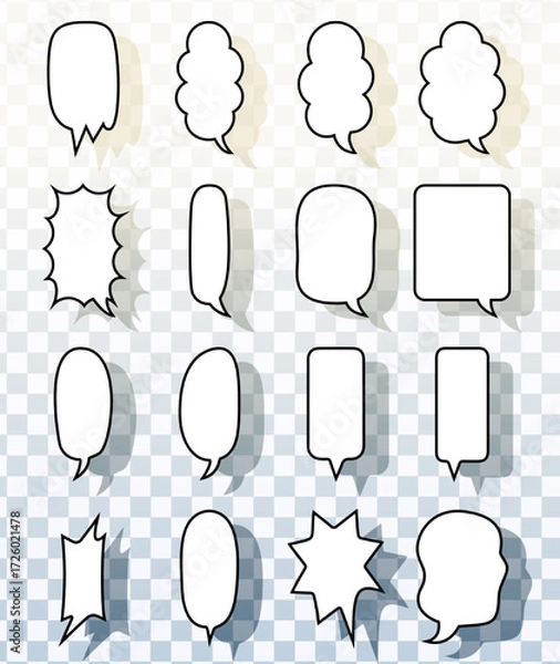 Obraz Vertical Comic Bubbles Vector Collection For Dialogue And Design