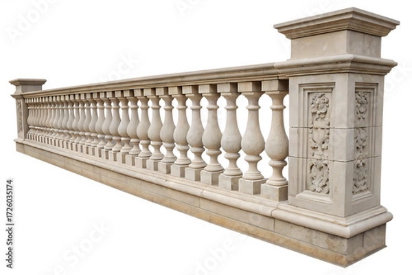 Fototapeta Stone balustrade isolated on transparent On White Background