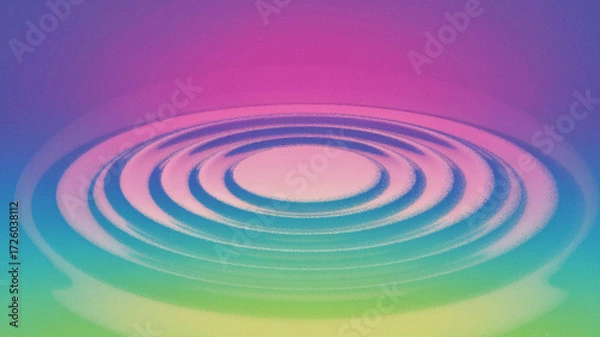 Fototapeta Futuristic abstract circular ripple rings glowing with neon pastel gradients in luminous concentric design, representing modern digital energy waves in artistic composition