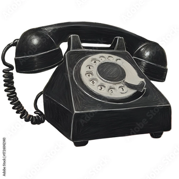 Obraz 黒電話の色鉛筆風のイラスト