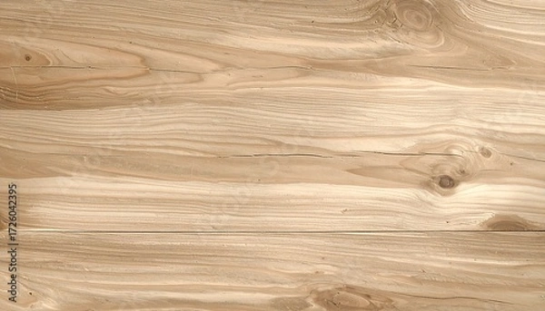 Fototapeta Light-colored wooden planks with visible grain and a knot, shot in a horizontal format