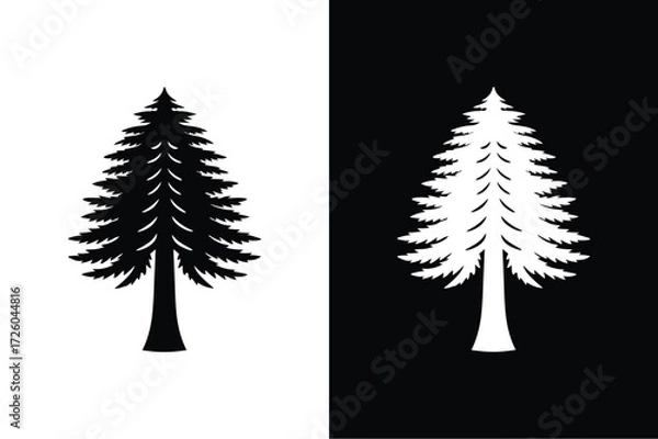 Fototapeta Redwood tree flat icon vector on White Background Vector Art Illustration on white background.