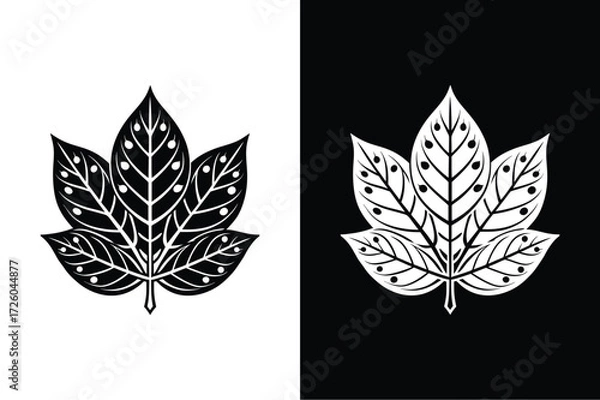 Fototapeta Sassafras leaf flat icon vector on White Background Vector Art Illustration on white background.