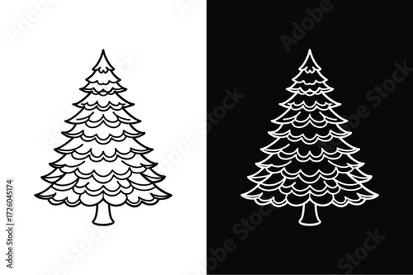 Fototapeta Sequoia tree flat icon vector on White Background Vector Art Illustration on white background.