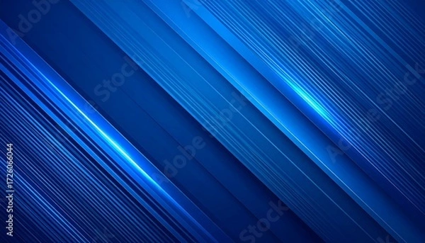 Fototapeta Striking blue abstract background with diagonal lines and sleek, light highlights