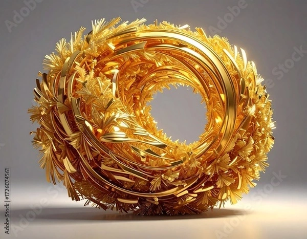 Obraz Golden Abstract Orb with Intricate Design