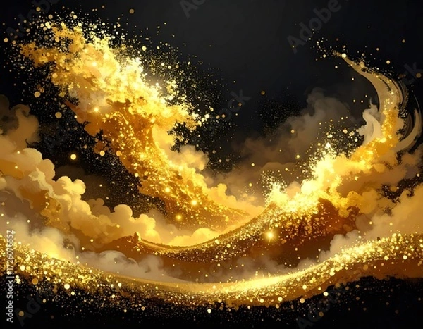 Obraz Golden Celestial Expanse of Sparkling Cloudscape