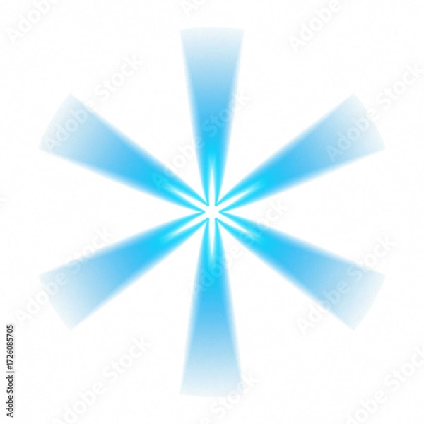 Fototapeta Blue luminous radial abstract shape on transparent background
