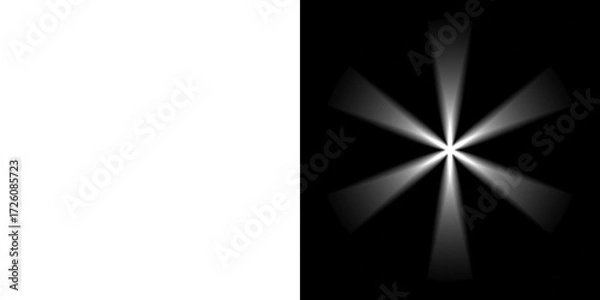 Fototapeta Glowing radial abstract shape with transparent and black backgrounds

