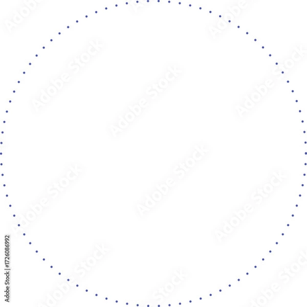 Fototapeta 均等に配置された小さな紫色のドットが、完璧な円の輪郭を描いています。
点描画のような表現を持つ、サークルフレーム。正円
