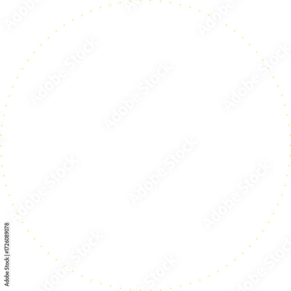 Fototapeta This is a minimalist graphic image featuring a large circle composed entirely of small, yellow dots. These dots are evenly spaced and form a perfect circular outline against a plain.