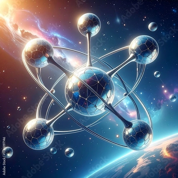 Fototapeta Futuristic celestial structure in space