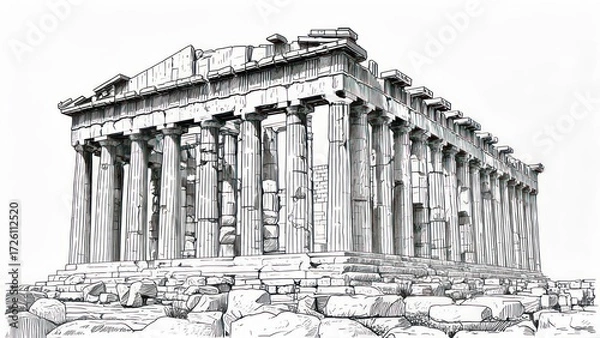 Obraz Ancient Greek Parthenon Architectural Drawing.