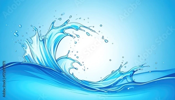 Obraz Dynamic Water Splash: A captivating illustration of a wave breaking, highlighting the energy and fluidity of water with its splash and intricate details. 