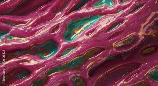 Fototapeta a close up of a pink and green marble background