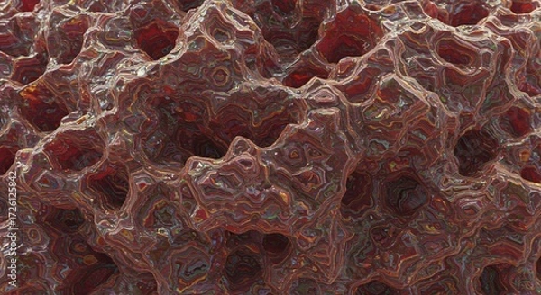 Fototapeta a close up view of a red and white substance