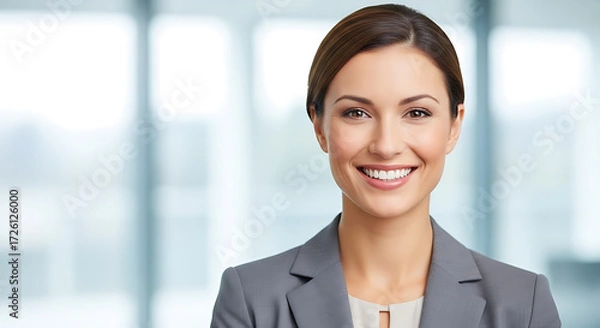 Obraz Confident Smiling Businesswoman Portrait in Modern Office Environment