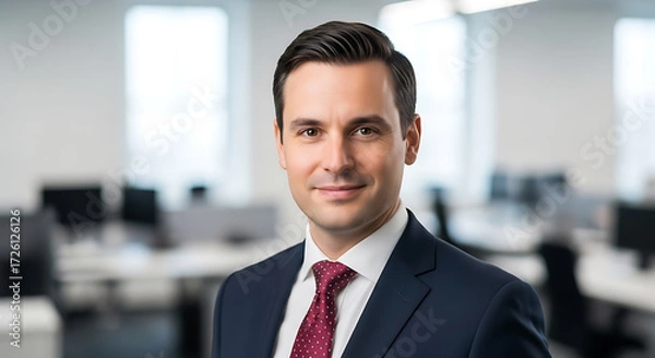 Obraz Confident Businessman Portrait in Modern Office Setting