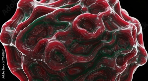 Fototapeta a red and green substance on a black background