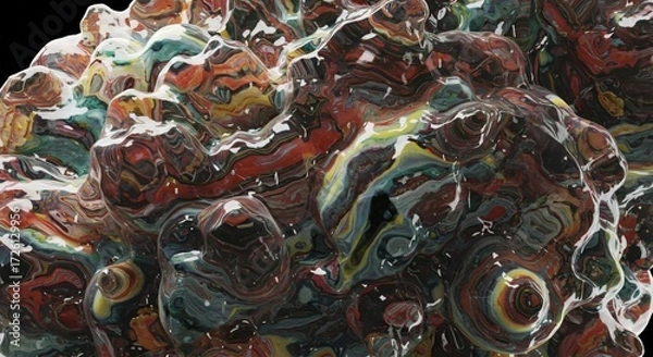 Fototapeta a large pile of colorful marbles on a black background
