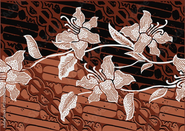 Fototapeta Batik Indonesian: is a technique of wax-resist dyeing applied to whole cloth, or cloth made using this technique originated from Indonesia.