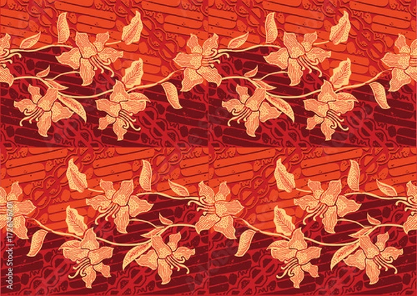 Fototapeta Batik Indonesian: is a technique of wax-resist dyeing applied to whole cloth, or cloth made using this technique originated from Indonesia.